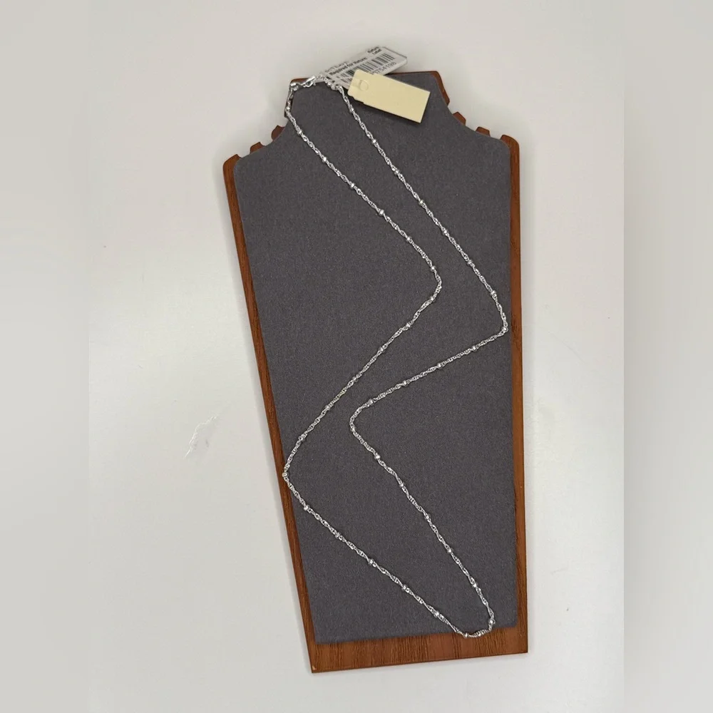 Sterling Silver Singapore Chain with Bead Stations – 24” – Italian .925 – FAS - Picture 4 of 7